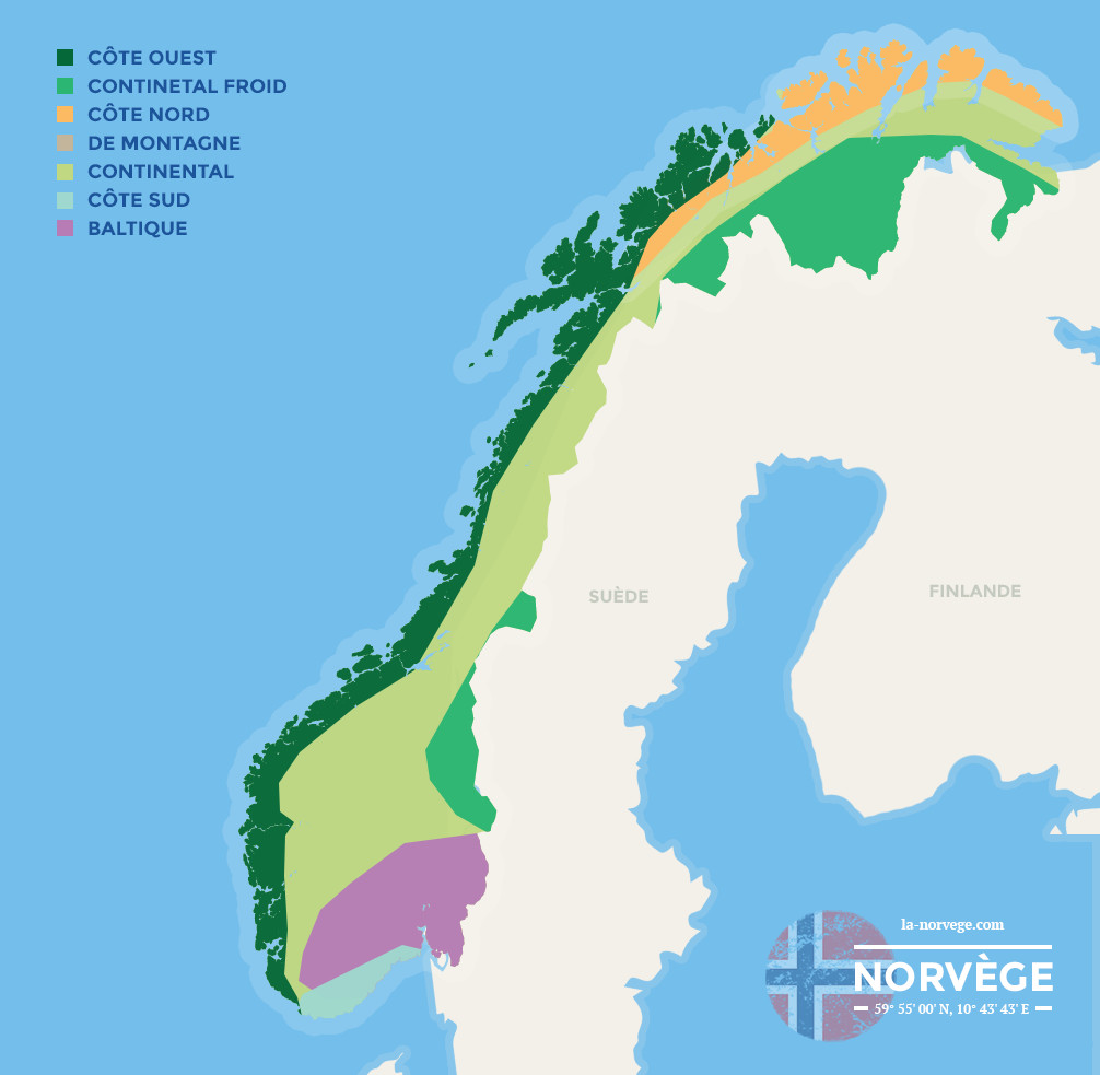 Carte des climats de Norvège